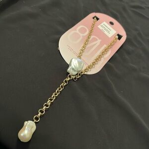 80R Double Pearl Lariat Necklace